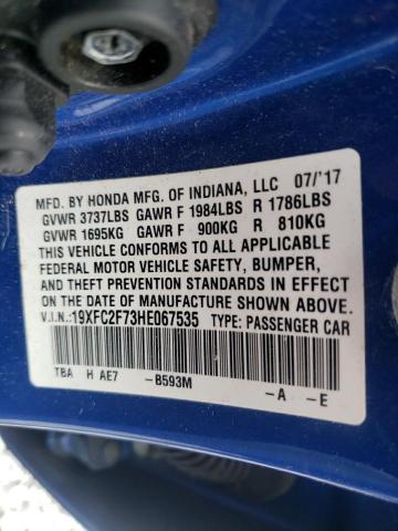 Photo 10 from auction – 2017 HONDA CIVIC EX with VIN 19XFC2F73HE067535