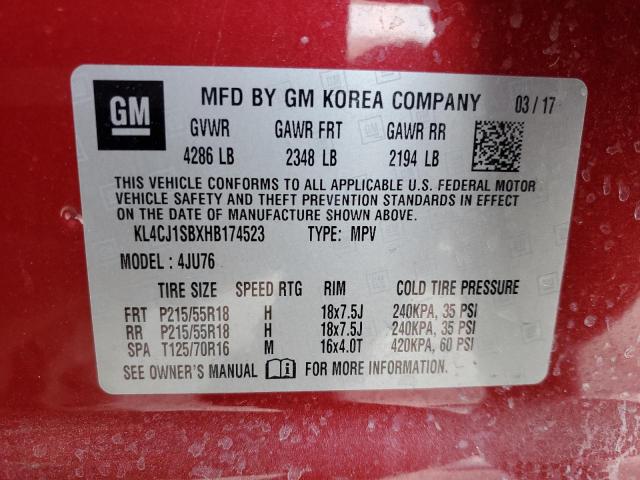 Photo 10 from auction – 2017 BUICK ENCORE SPO with VIN KL4CJ1SBXHB174523