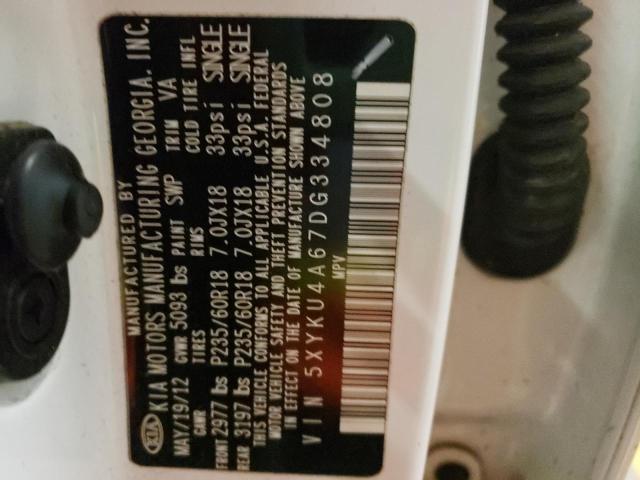 Photo 10 from auction – 2013 KIA SORENTO EX with VIN 5XYKU4A67DG334808
