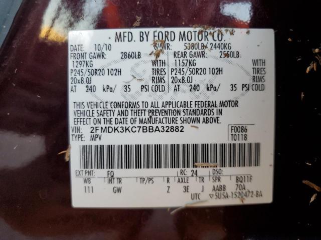 Photo 10 from auction – 2011 FORD EDGE LIMIT with VIN 2FMDK3KC7BBA32882