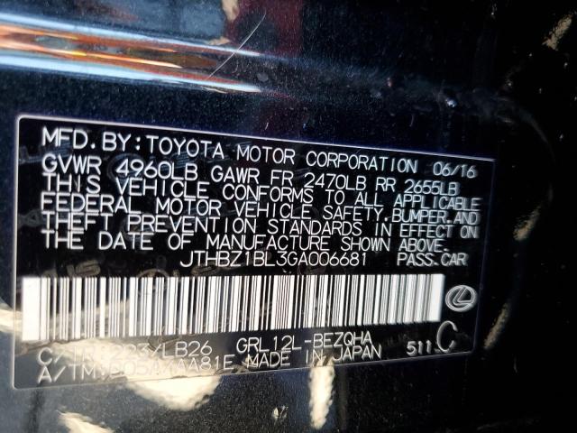 Photo 10 from auction – 2016 LEXUS GS 350 BAS with VIN JTHBZ1BL3GA006681