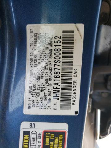 Photo 10 from auction – 2007 HONDA CIVIC EX with VIN JHMFA16877S008152