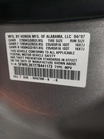 Photo 10 from auction – 2007 HONDA ODYSSEY EX with VIN 5FNRL38727B441173