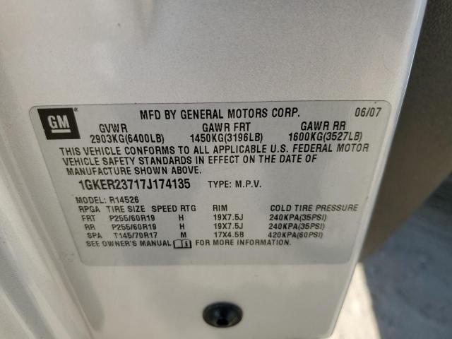 Photo 10 from auction – 2007 GMC ACADIA SLT with VIN 1GKER23717J174135
