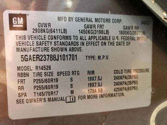 Photo 10 from auction – 2008 BUICK ENCLAVE CX with VIN 5GAER23788J101701