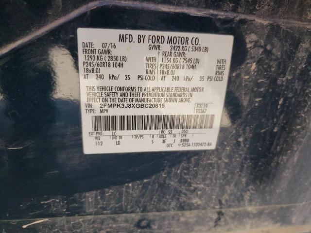 Photo 10 from auction – 2016 FORD EDGE SEL with VIN 2FMPK3J8XGBC20815