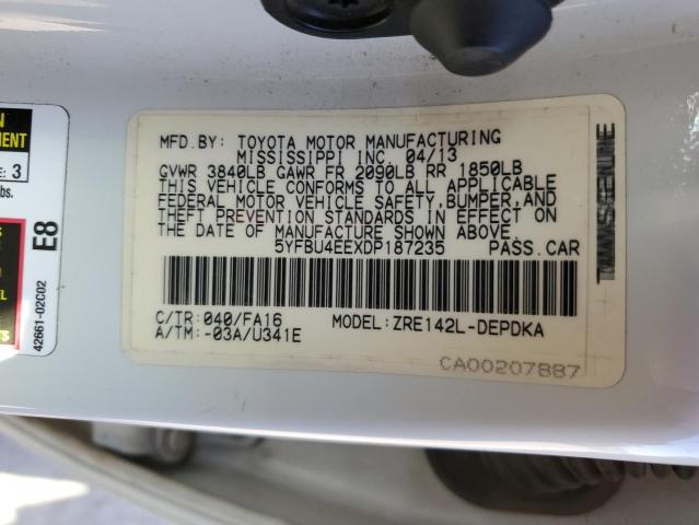 Photo 10 from auction – 2013 TOYOTA COROLLA BA with VIN 5YFBU4EEXDP187235