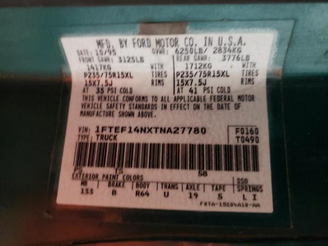Photo 10 from auction – 1996 FORD F150 with VIN 1FTEF14NXTNA27780