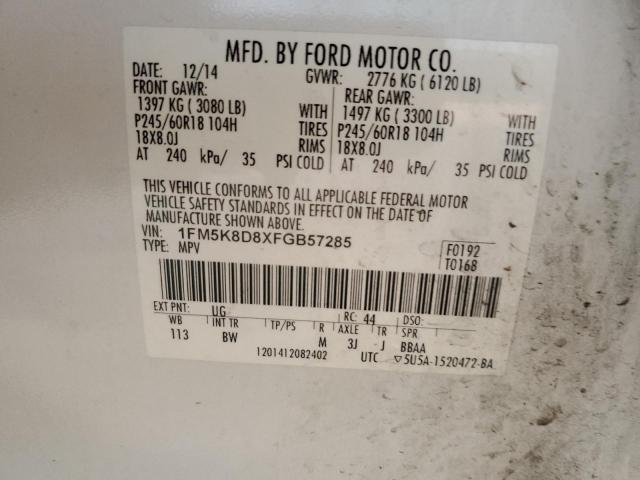 Photo 10 from auction – 2015 FORD EXPLORER X with VIN 1FM5K8D8XFGB57285