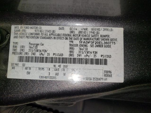 Photo 10 from auction – 2014 FORD FOCUS SE with VIN 1FADP3F20EL360775