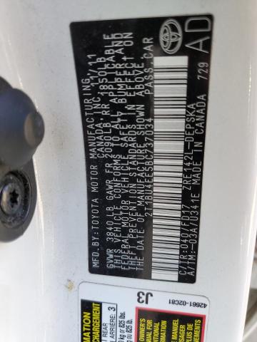 Photo 10 from auction – 2011 TOYOTA COROLLA BA with VIN 2T1BU4EE5BC737034