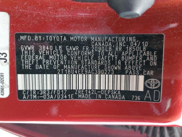 Photo 10 from auction – 2010 TOYOTA COROLLA BA with VIN 2T1BU4EE9AC390273