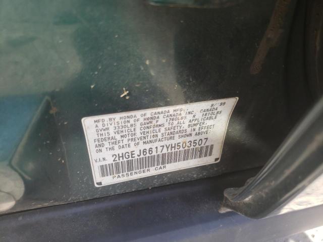 Photo 10 from auction – 2000 HONDA CIVIC with VIN 2HGEJ6617YH503507