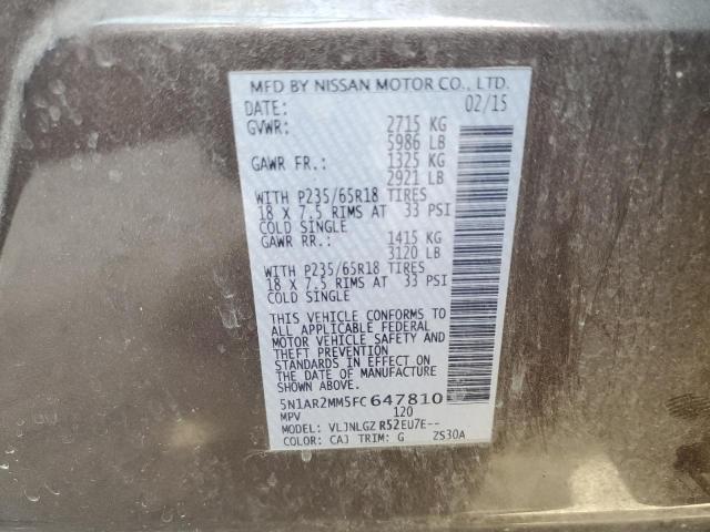 Photo 10 from auction – 2015 NISSAN PATHFINDER with VIN 5N1AR2MM5FC647810