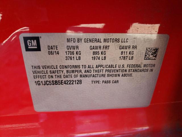Photo 10 from auction – 2014 CHEVROLET SONIC LT with VIN 1G1JC5SB5E4222128