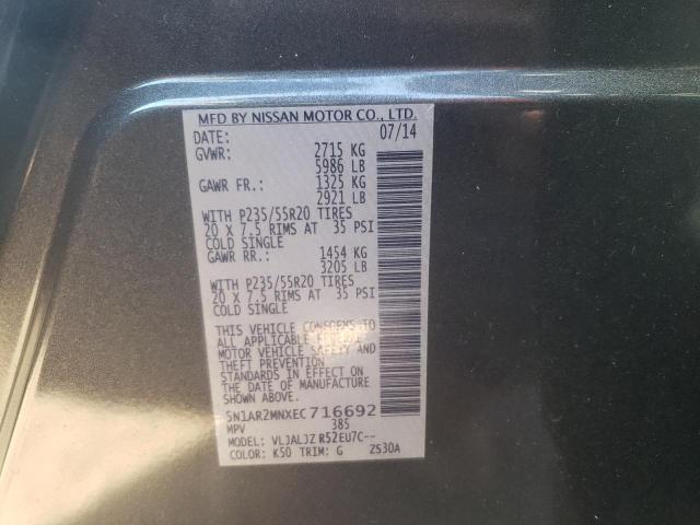 Photo 10 from auction – 2014 NISSAN PATHFINDER with VIN 5N1AR2MNXEC716692