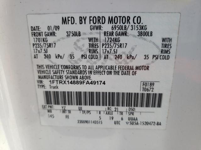 Photo 10 from auction – 2009 FORD F150 SUPER with VIN 1FTRX14889FA49174