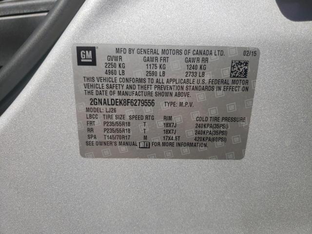Photo 10 from auction – 2015 CHEVROLET EQUINOX LT with VIN 2GNALDEK8F6279556