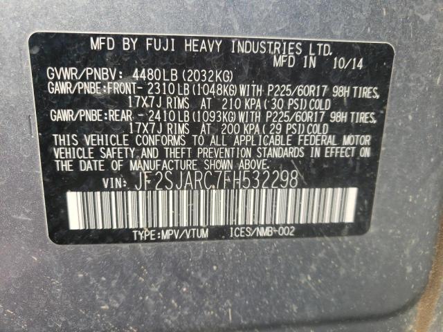 Photo 10 from auction – 2015 SUBARU FORESTER 2 with VIN JF2SJARC7FH532298