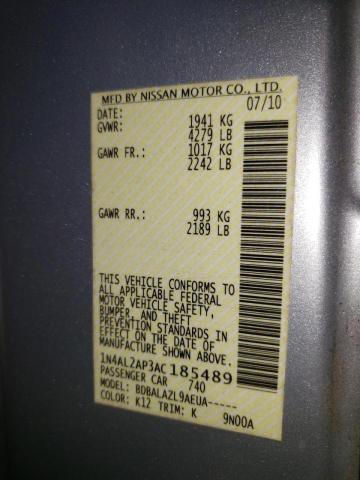 Photo 10 from auction – 2010 NISSAN ALTIMA with VIN 1N4AL2AP3AC185489