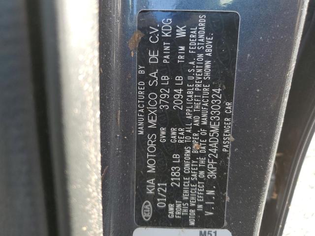 Photo 10 from auction – 2021 KIA FORTE FE with VIN 3KPF24AD5ME330324