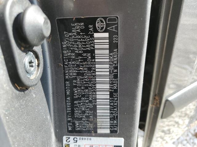 Photo 10 from auction – 2008 TOYOTA COROLLA CE with VIN 2T1BR32E08C878604