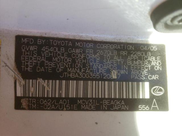 Photo 10 from auction – 2005 LEXUS ES 330 with VIN JTHBA30G355120887