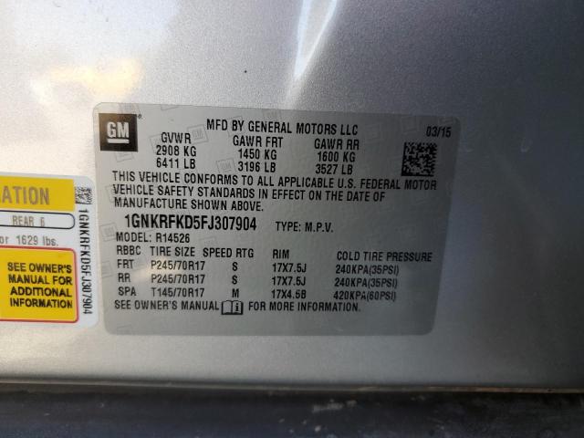 Photo 10 from auction – 2015 CHEVROLET TRAVERSE L with VIN 1GNKRFKD5FJ307904