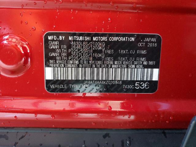 Photo 10 from auction – 2019 MITSUBISHI ECLIPSE CR with VIN JA4AT4AA4KZ020948