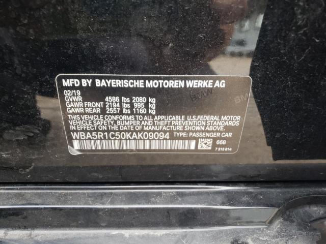 Photo 10 from auction – 2019 BMW 330I with VIN WBA5R1C50KAK09094