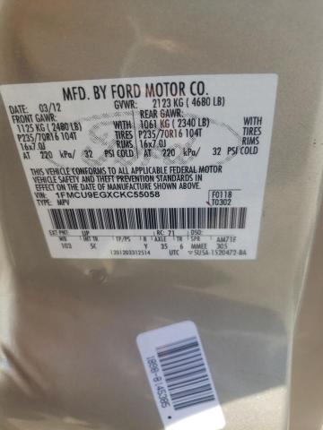 Photo 10 from auction – 2012 FORD ESCAPE LIM with VIN 1FMCU9EGXCKC55058