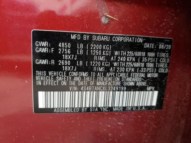 Photo 10 from auction – 2020 SUBARU OUTBACK LI with VIN 4S4BTANCXL3249199