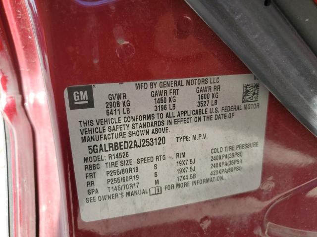 Photo 10 from auction – 2010 BUICK ENCLAVE CX with VIN 5GALRBED2AJ253120