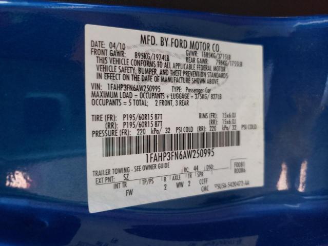 Photo 10 from auction – 2010 FORD FOCUS SE with VIN 1FAHP3FN6AW250995