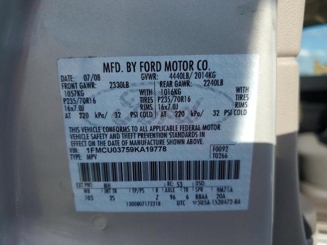 Photo 10 from auction – 2009 FORD ESCAPE XLT with VIN 1FMCU03759KA19778