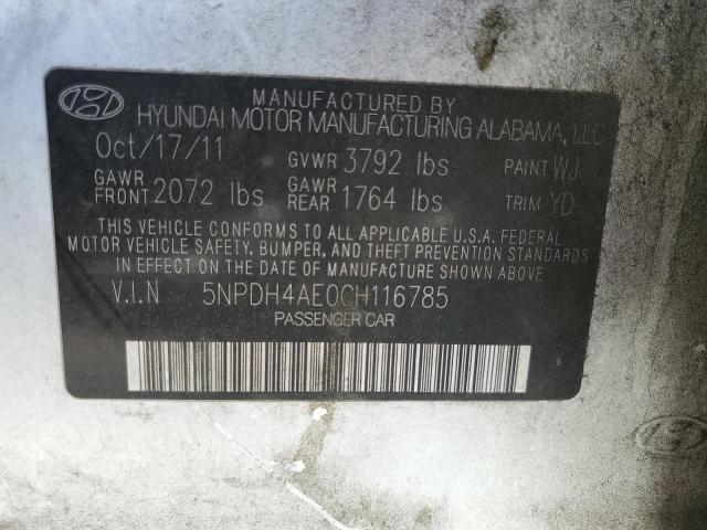 Photo 10 from auction – 2012 HYUNDAI ELANTRA GL with VIN 5NPDH4AE0CH116785