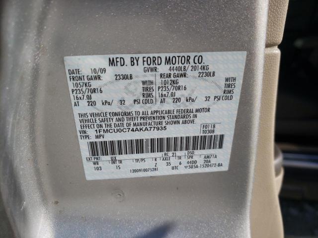 Photo 10 from auction – 2010 FORD ESCAPE XLS with VIN 1FMCU0C74AKA77935