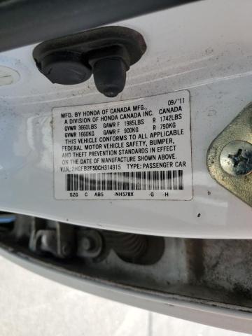Photo 10 from auction – 2012 HONDA CIVIC LX with VIN 2HGFB2F50CH314915