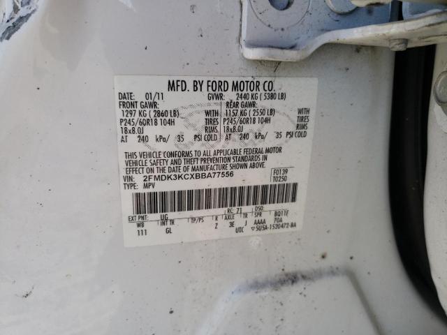 Photo 10 from auction – 2011 FORD EDGE LIMIT with VIN 2FMDK3KCXBBA77556
