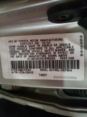 Photo 10 from auction – 2002 TOYOTA CAMRY LE with VIN 4T1BE32K92U596226