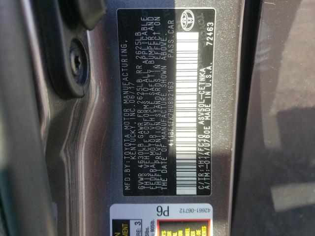 Photo 10 from auction – 2017 TOYOTA CAMRY LE with VIN 4T1BF1FK7HU802163