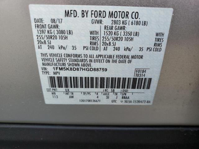 Photo 10 from auction – 2017 FORD EXPLORER X with VIN 1FM5K8D87HGD88759