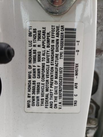 Photo 10 from auction – 2012 HONDA CIVIC LX with VIN 19XFB2F55CE011672