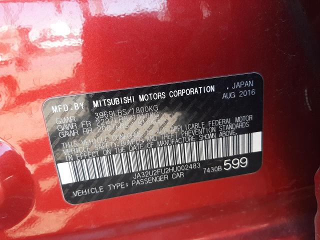 Photo 10 from auction – 2017 MITSUBISHI LANCER ES with VIN JA32U2FU2HU002483
