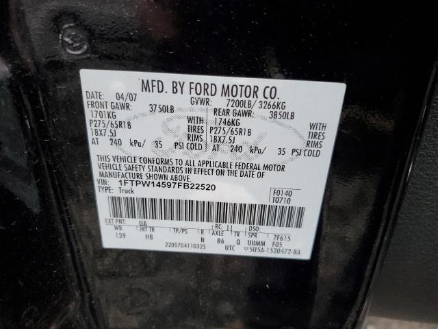 Photo 10 from auction – 2007 FORD F150 SUPER with VIN 1FTPW14597FB22520