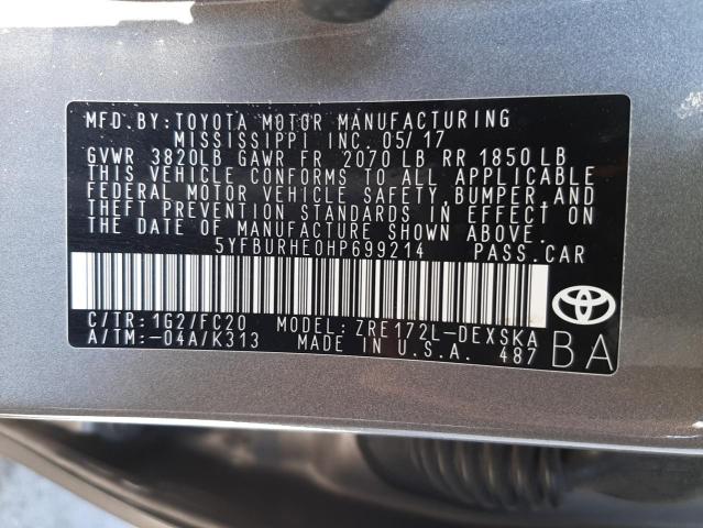 Photo 10 from auction – 2013 TOYOTA COROLLA L with VIN 5YFBURHE0HP699214