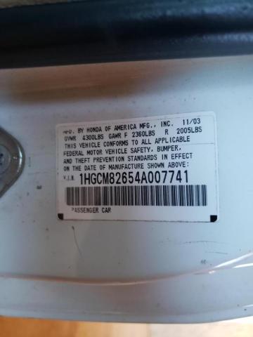 Photo 10 from auction – 2004 HONDA ACCORD EX with VIN 1HGCM82654A007741