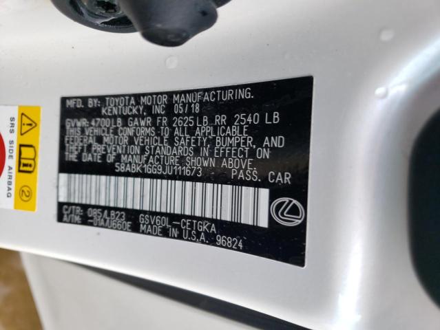 Photo 10 from auction – 2018 LEXUS ES 350 with VIN 58ABK1GG9JU111673