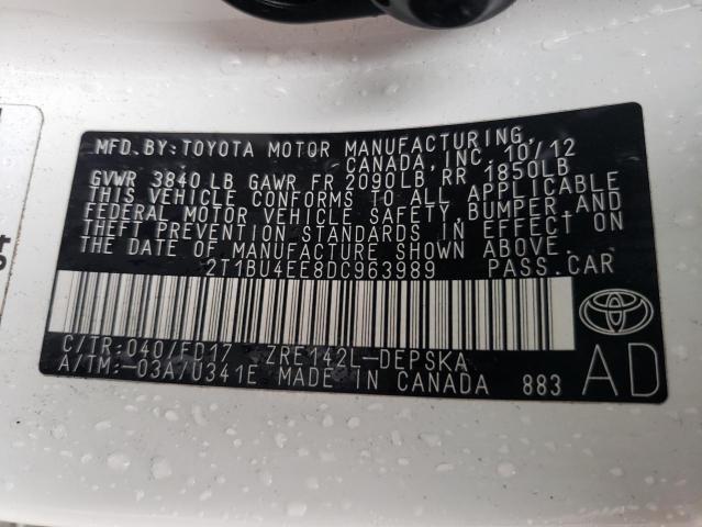 Фото 10 с аукциона – 2013 TOYOTA COROLLA BA с VIN 2T1BU4EE8DC963989