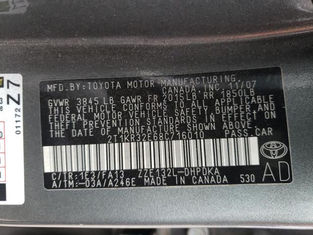 Photo 10 from auction – 2008 TOYOTA COROLLA MA with VIN 2T1KR32E68C716010